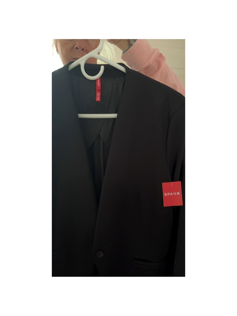 Spanx The Perfect Blazer Collarless One-Button Jacket Black New Womens Career S